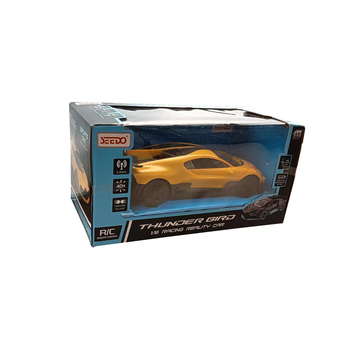 Seedo Electric Remote Controlled Thunder Bird Racing Car For Kids of Age 4Y+, Yellow, Yellow