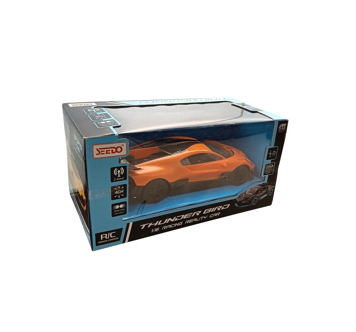 Seedo Electric Remote Controlled Thunder Bird Racing Car For Kids of Age 4Y+, Orange, Orange