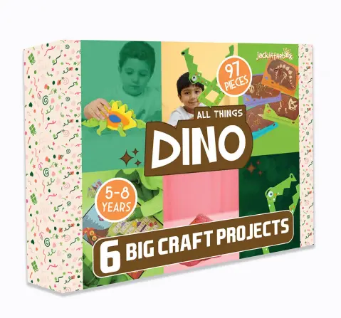 Jack In The Box Dinosaur Toys 6-in-1 Dinosaur Craft Kit For Kids of Age 5Y+, Multicolour