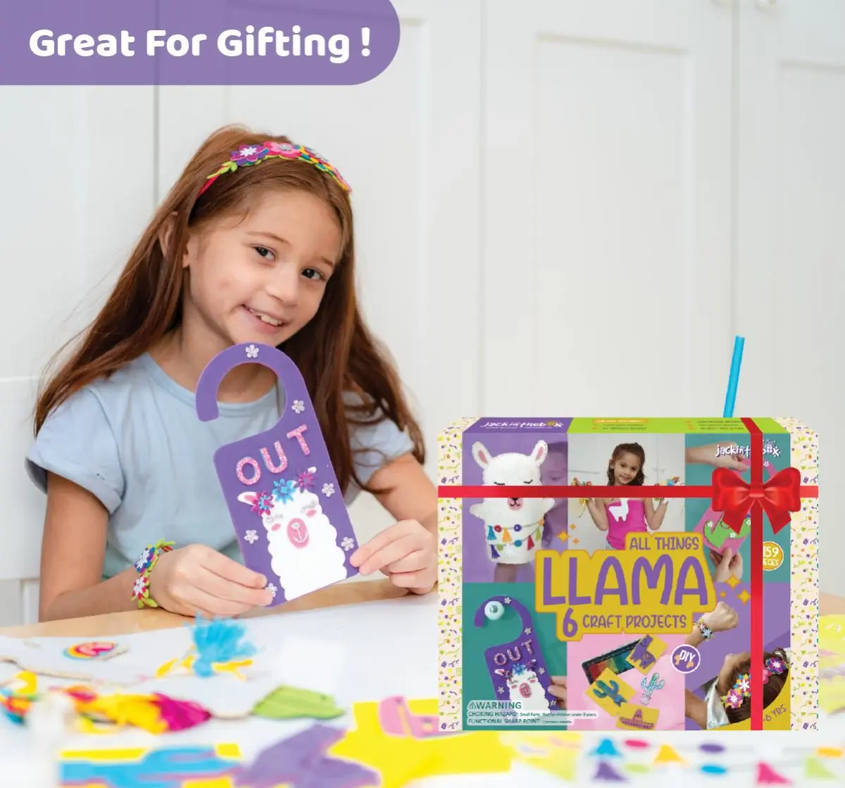 Jack In The Box All Things Llama 6-In-1 Arts and Craft Kit, 5Y+