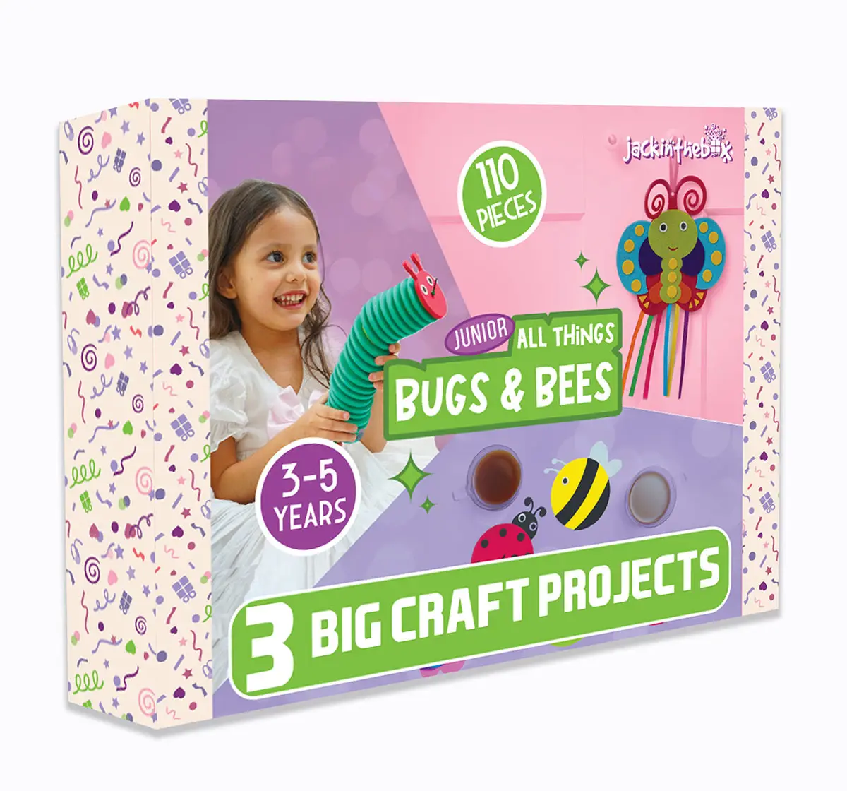 Jack In The Box Bugs and Bees Themed Art and Craft 3-in-1 Kit For Kids of Age 3Y+, Multicolour