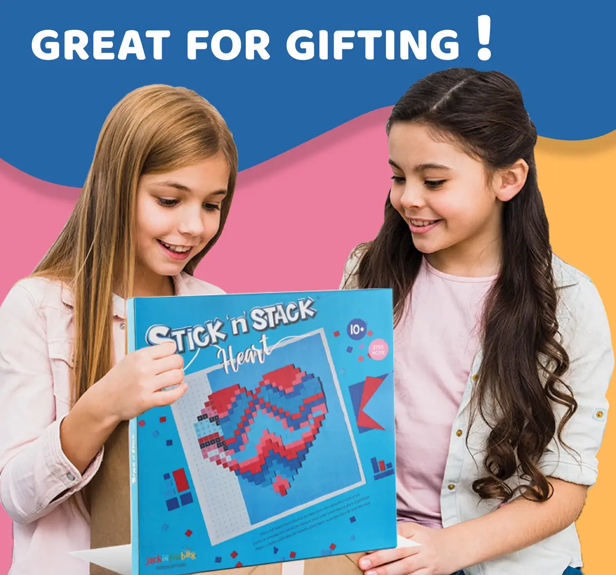 Jack In The Box STICK 'N' STACK Valentine Heart Design Craft Kit with 3D Foam Stickers For Kids of Age 10Y+, Multicolour