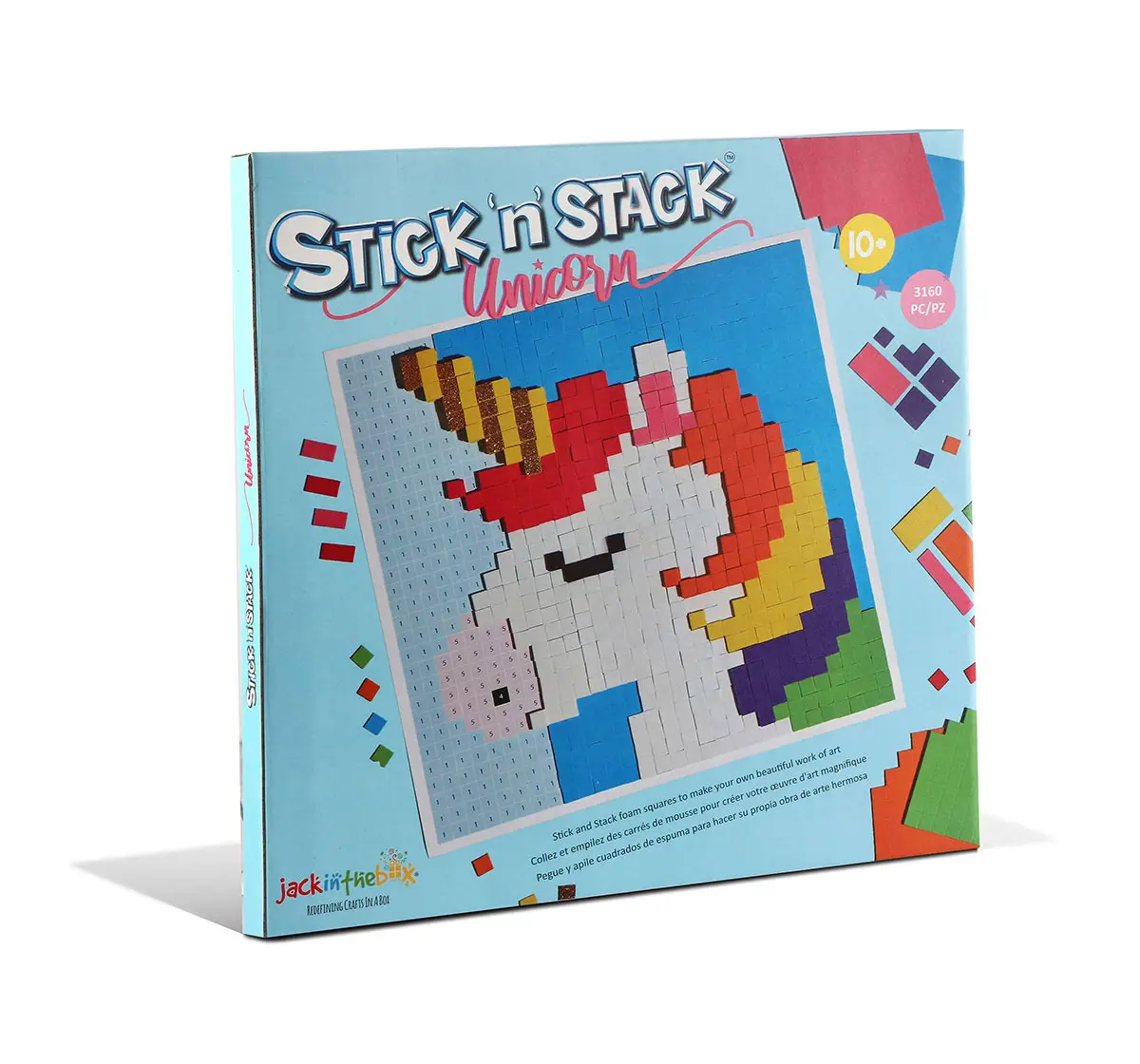 Jack In The Box Stick n Stack Unicorn Design Mosaic Arts and Crafts with 3D Foam Stickers For Kids of Age 10Y+, Multicolour