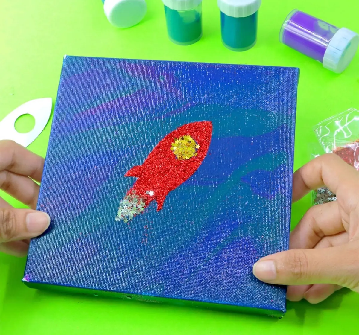 Scoobies Rocket DIY Pouring Canvas Art Set Blue, 3Y+