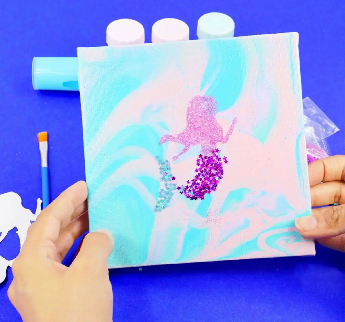 Scoobies Mermaid DIY Pouring Canvas Art Set Pink, 3Y+