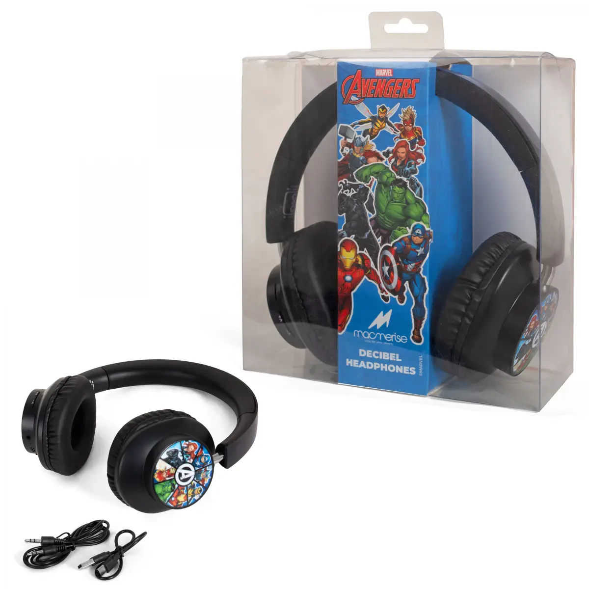 Macmerise Marvel Avengers Decibel Headphones, 5Y+, Multicolour