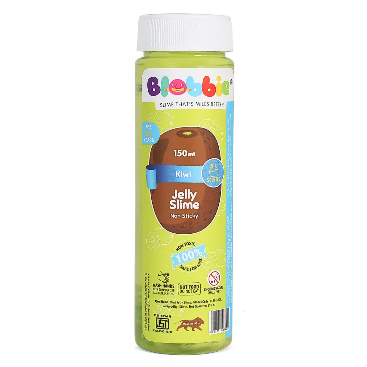 Blobbie by Fundoolabs Non Sticky Jelly Kiwi Scented Slime, 4Y+, 150ml
