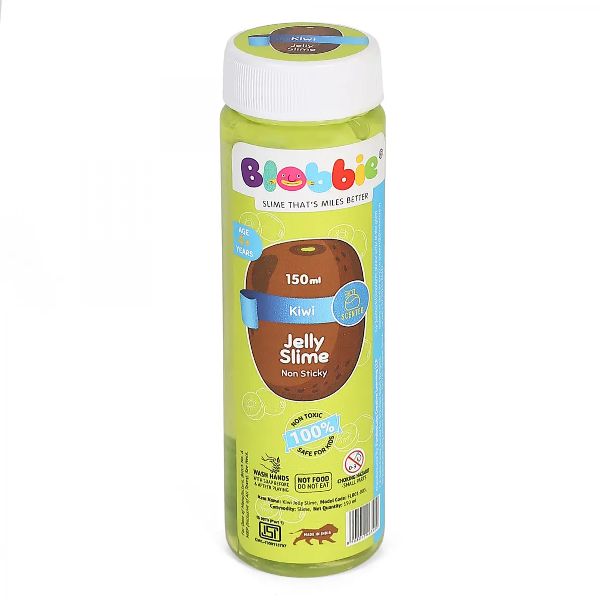 Blobbie by Fundoolabs Non Sticky Jelly Kiwi Scented Slime, 4Y+, 150ml