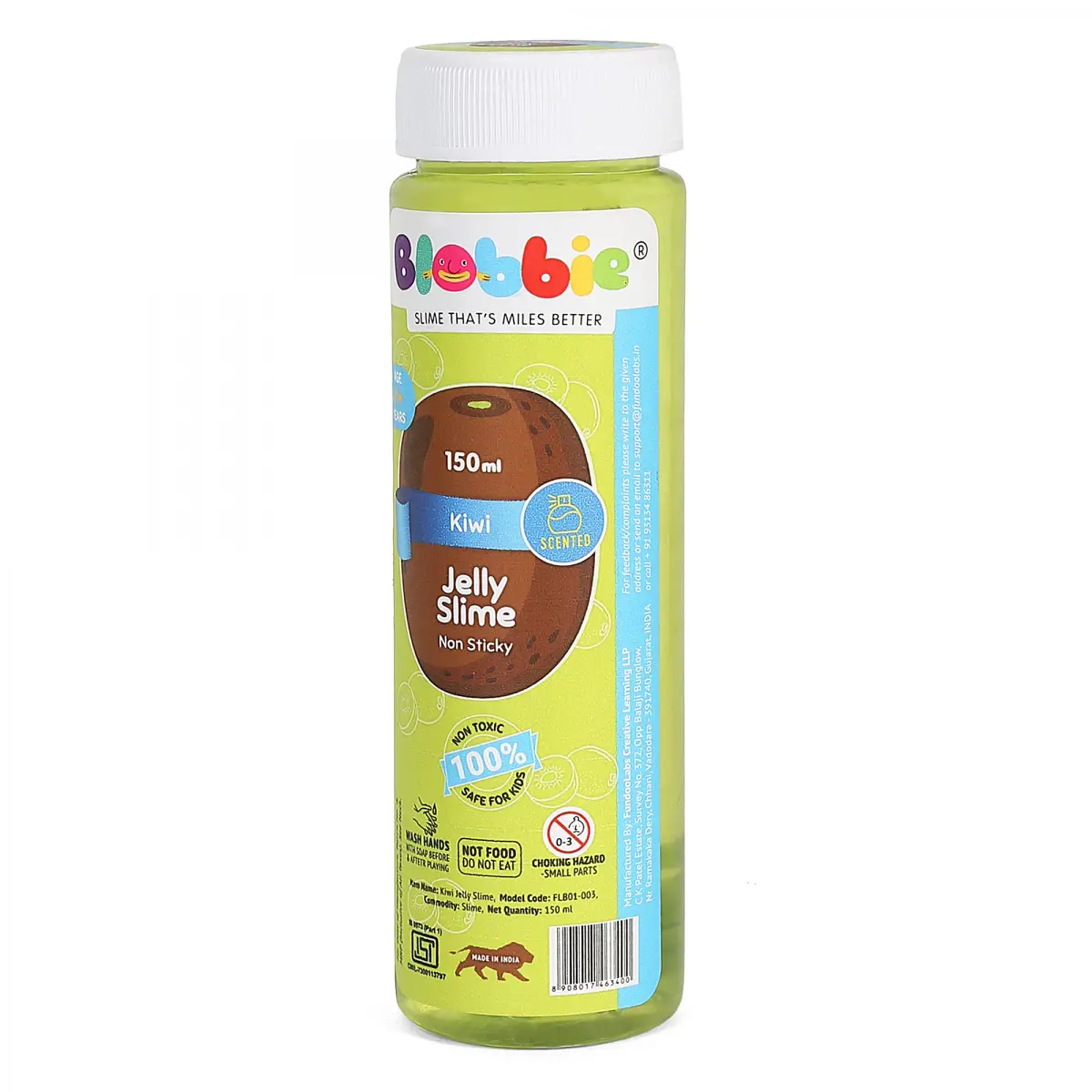 Blobbie by Fundoolabs Non Sticky Jelly Kiwi Scented Slime, 4Y+, 150ml