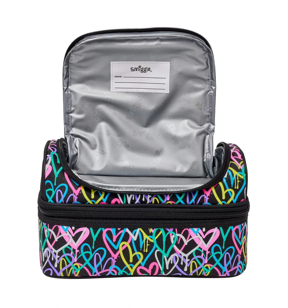 Smiggle I Heart Smiggle Double Decker Lunchbox Black, 3Y+