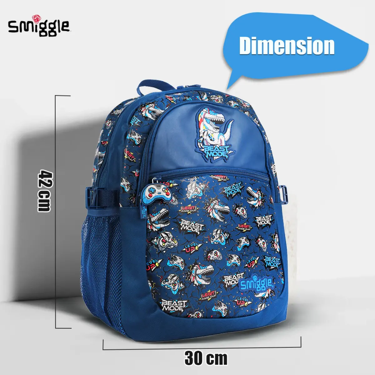 Smiggle Fly High Kid’s Backpack Stylish Trendy Waterproof School Bag with Multi Compartment – Navy, 3Y+