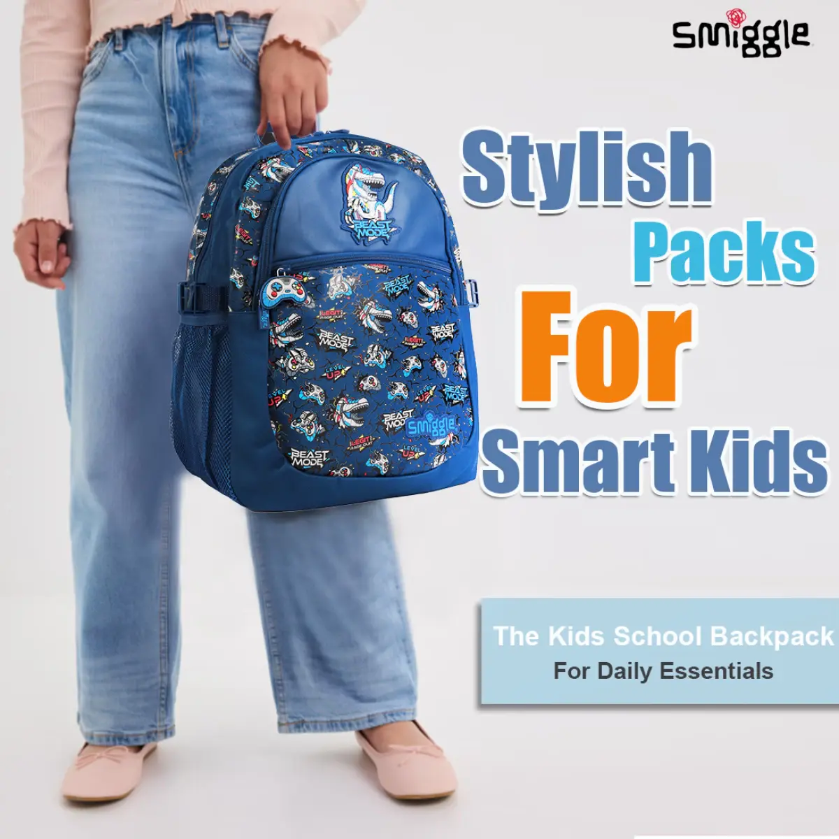 Smiggle Fly High Kid’s Backpack Stylish Trendy Waterproof School Bag with Multi Compartment – Navy, 3Y+