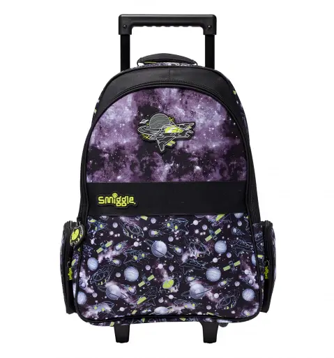 Smiggle Fly High Trolley Backpack With Light Up Wheels Black, 3Y+