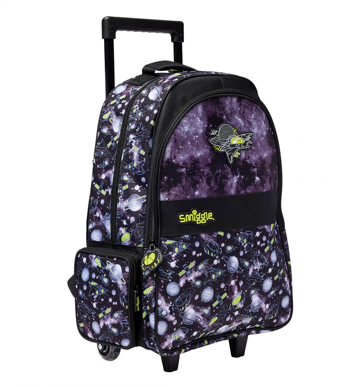 Smiggle Fly High Trolley Backpack With Light Up Wheels Black, 18.4 inches, 3Y+