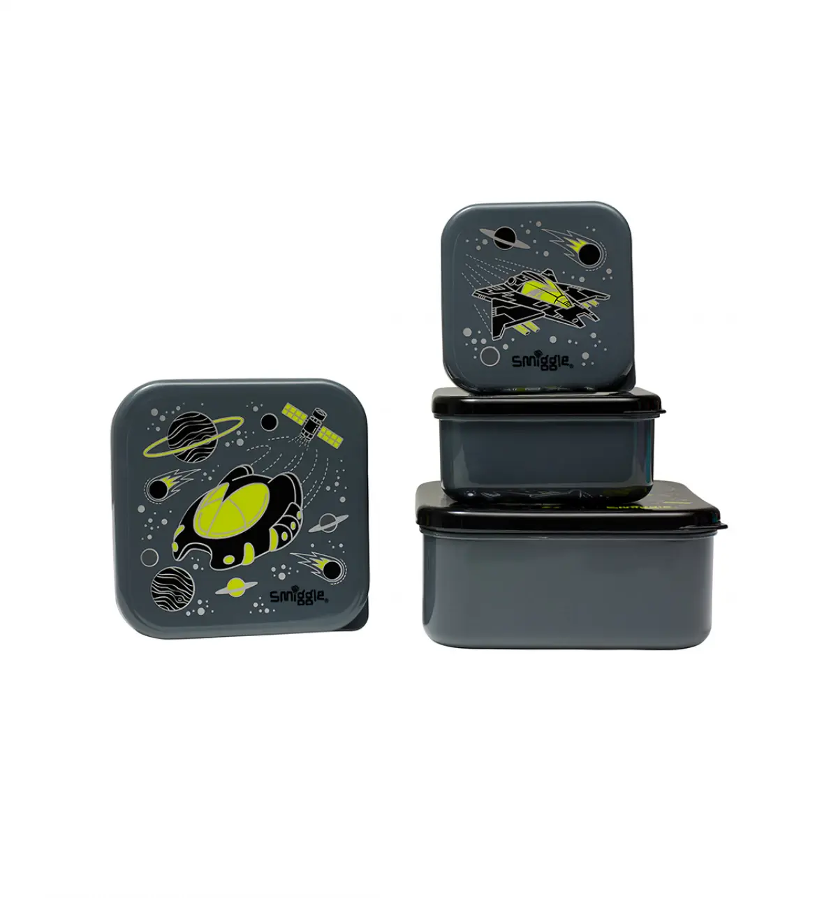 Smiggle Fly High 4 In 1 Containers Black, 3Y+