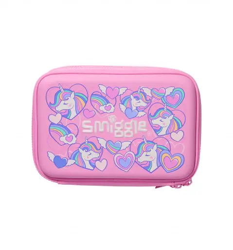 Smiggle Fly High Hardtop Double Up Pencil Case Pink, 3Y+