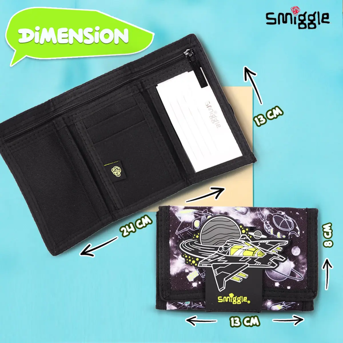 Smiggle Fly Hi Cartoon Kid’s Wallet with Cute Silicone Graphic - Black, 3Y+