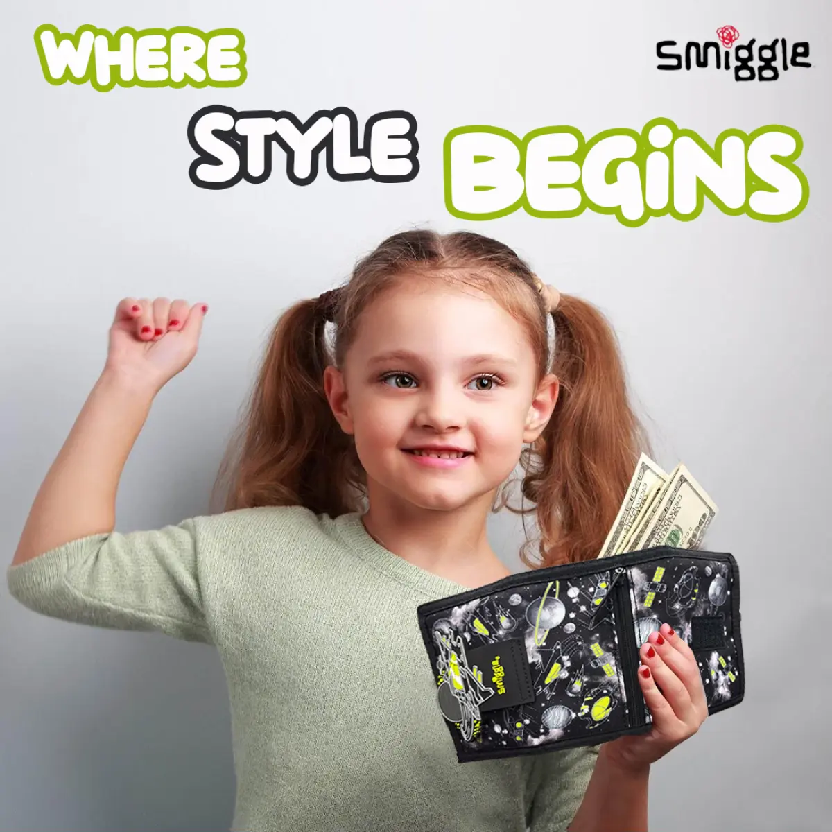 Smiggle Fly Hi Cartoon Kid’s Wallet with Cute Silicone Graphic - Black, 3Y+