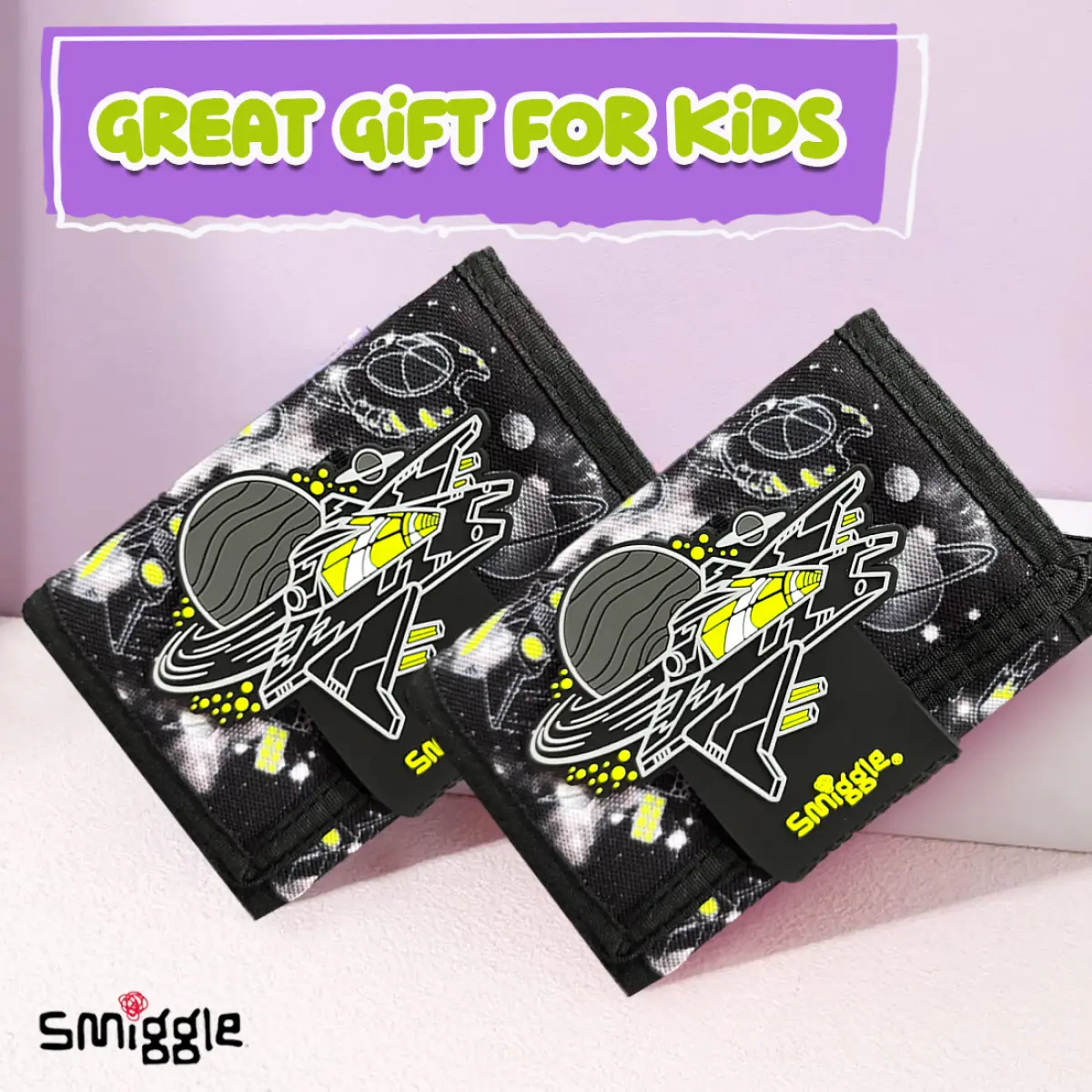 Smiggle Fly Hi Cartoon Kid’s Wallet with Cute Silicone Graphic - Black, 3Y+