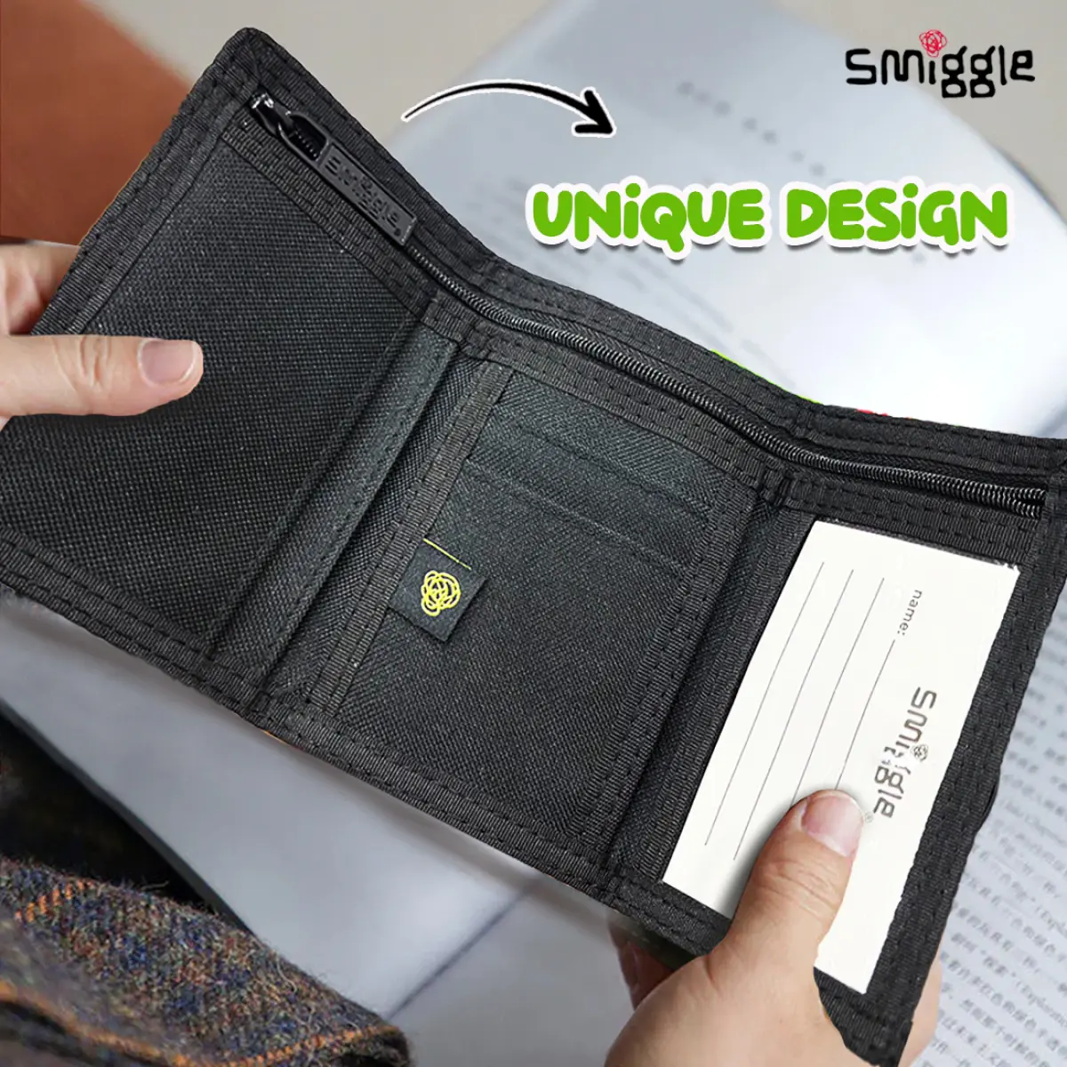 Smiggle Fly Hi Cartoon Kid’s Wallet with Cute Silicone Graphic - Black, 3Y+