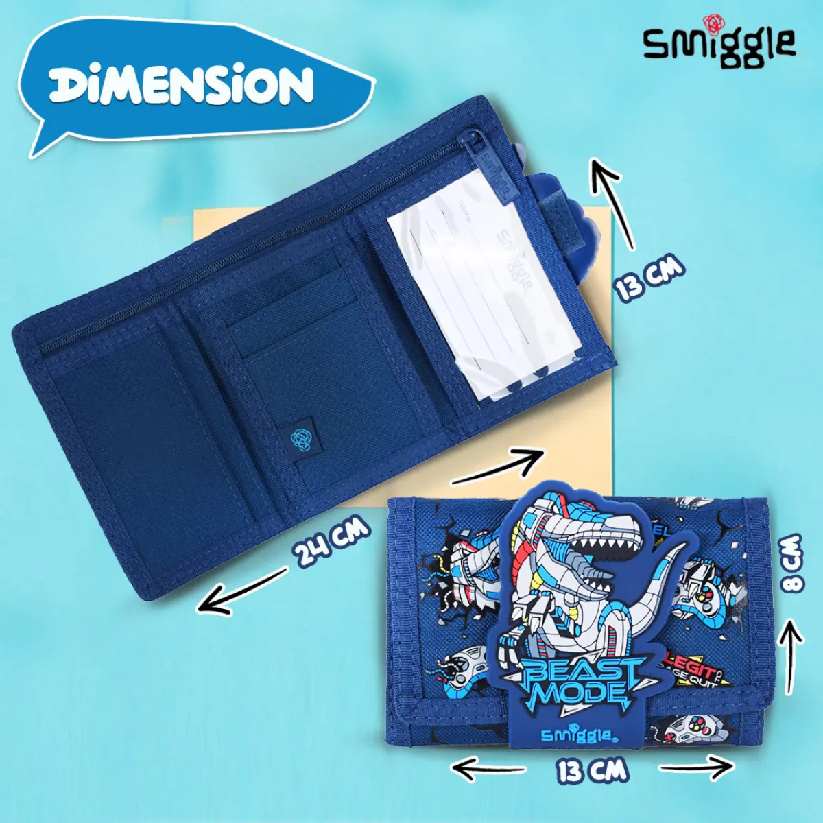 Smiggle Fly Hi Cartoon Kid’s Wallet with Cute Silicone Graphic - Blue, 3Y+