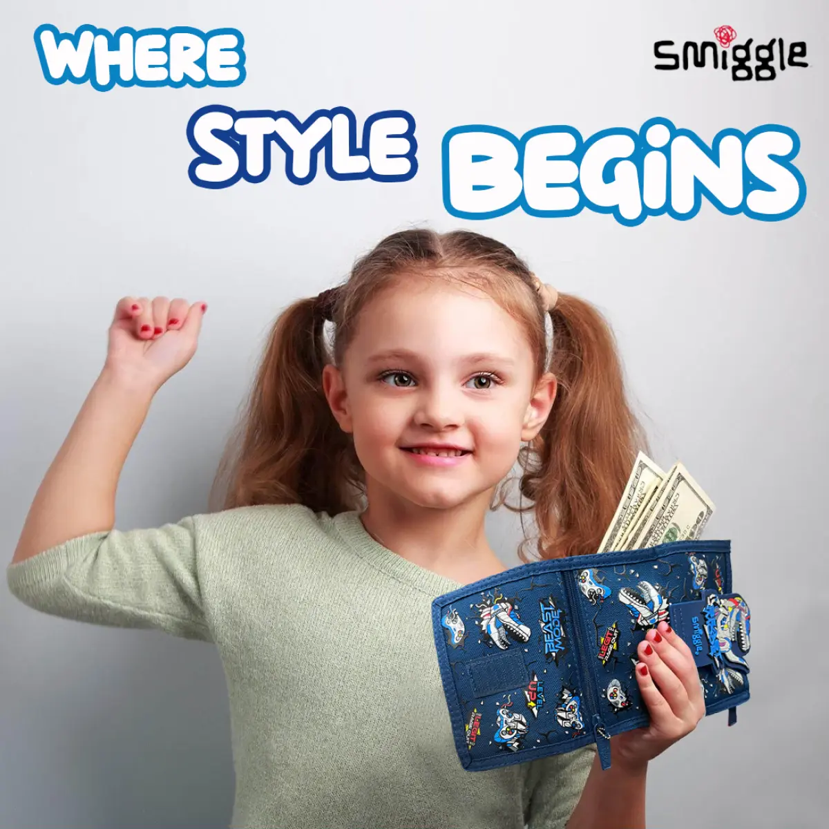 Smiggle Fly Hi Cartoon Kid’s Wallet with Cute Silicone Graphic - Blue, 3Y+