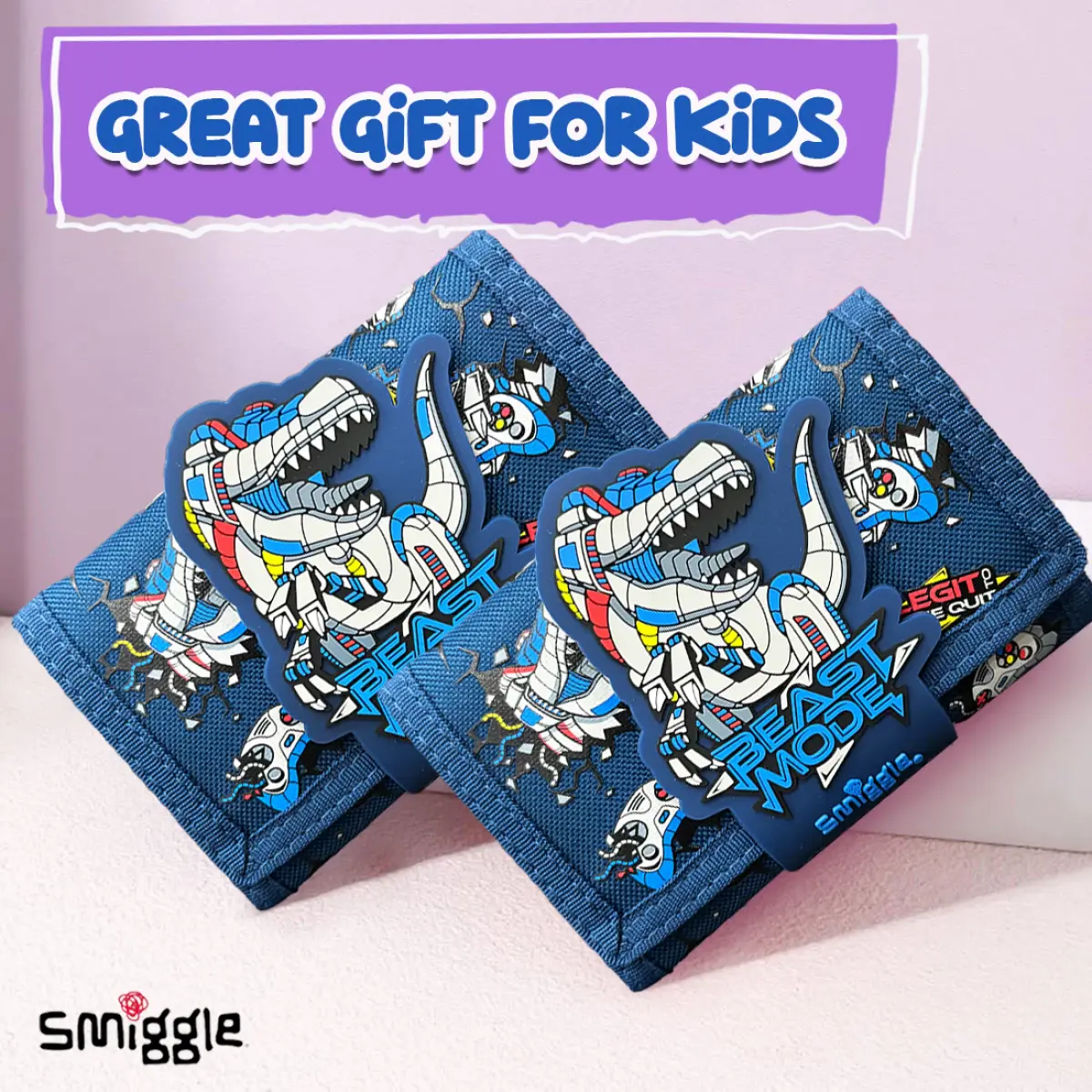 Smiggle Fly Hi Cartoon Kid’s Wallet with Cute Silicone Graphic - Blue, 3Y+