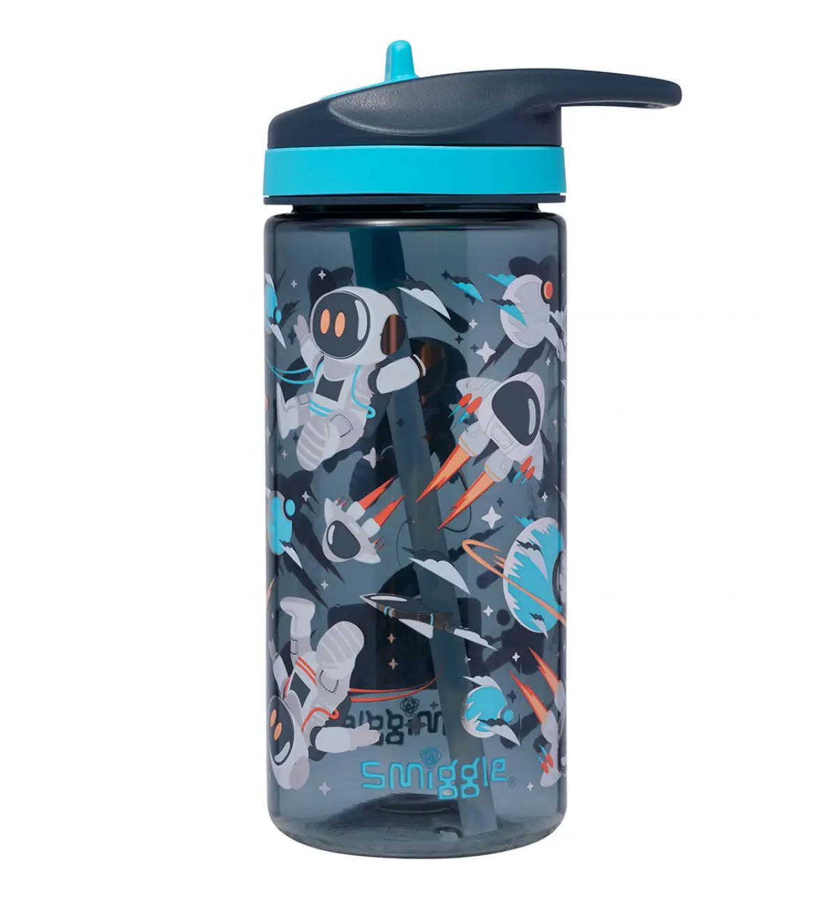 Smiggle Blast Off Junior Drink Bottle 440ML Grey, 3Y+