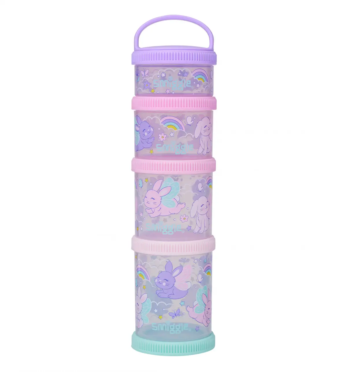 Smiggle Blast Off Snack & Stack Containers Lilac, 3Y+