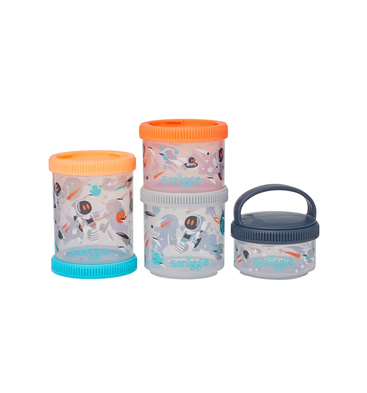 Smiggle Blast Off Snack & Stack Containers Grey, 3Y+