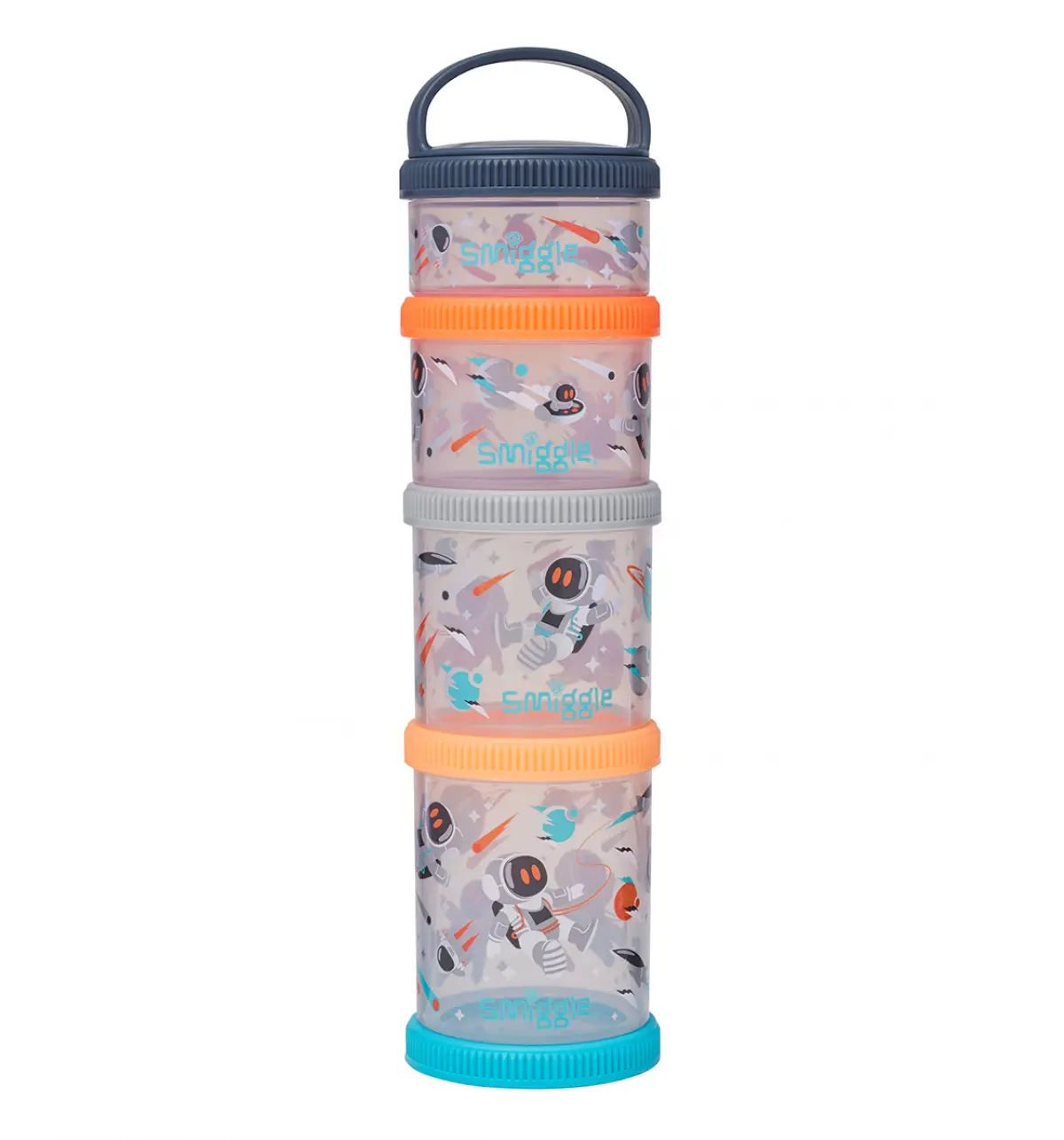 Smiggle Blast Off Snack & Stack Containers Grey, 3Y+