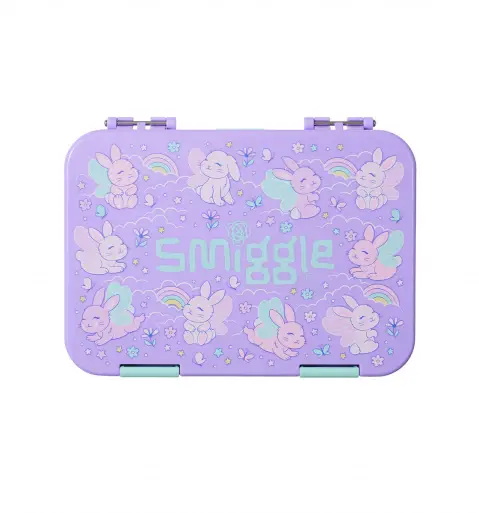 Smiggle Blast Off Medium Happy Bento Lunchbox Lilac, 3Y+