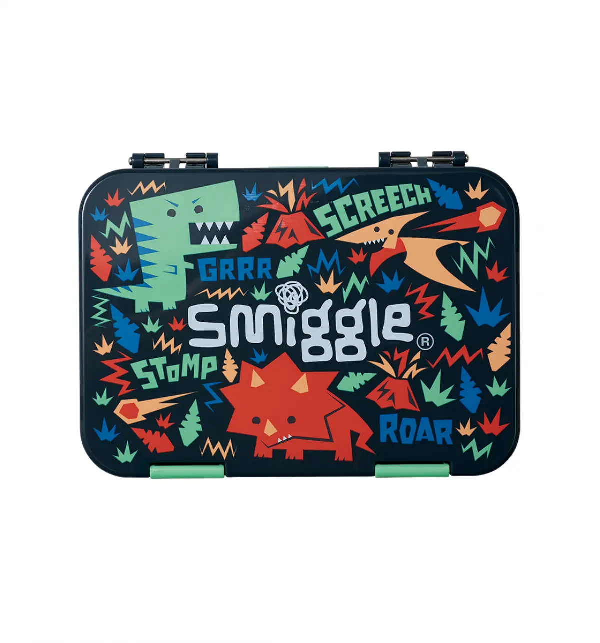 Smiggle Over and Under Medium Happy Bento Lunchbox Grey, 3Y+