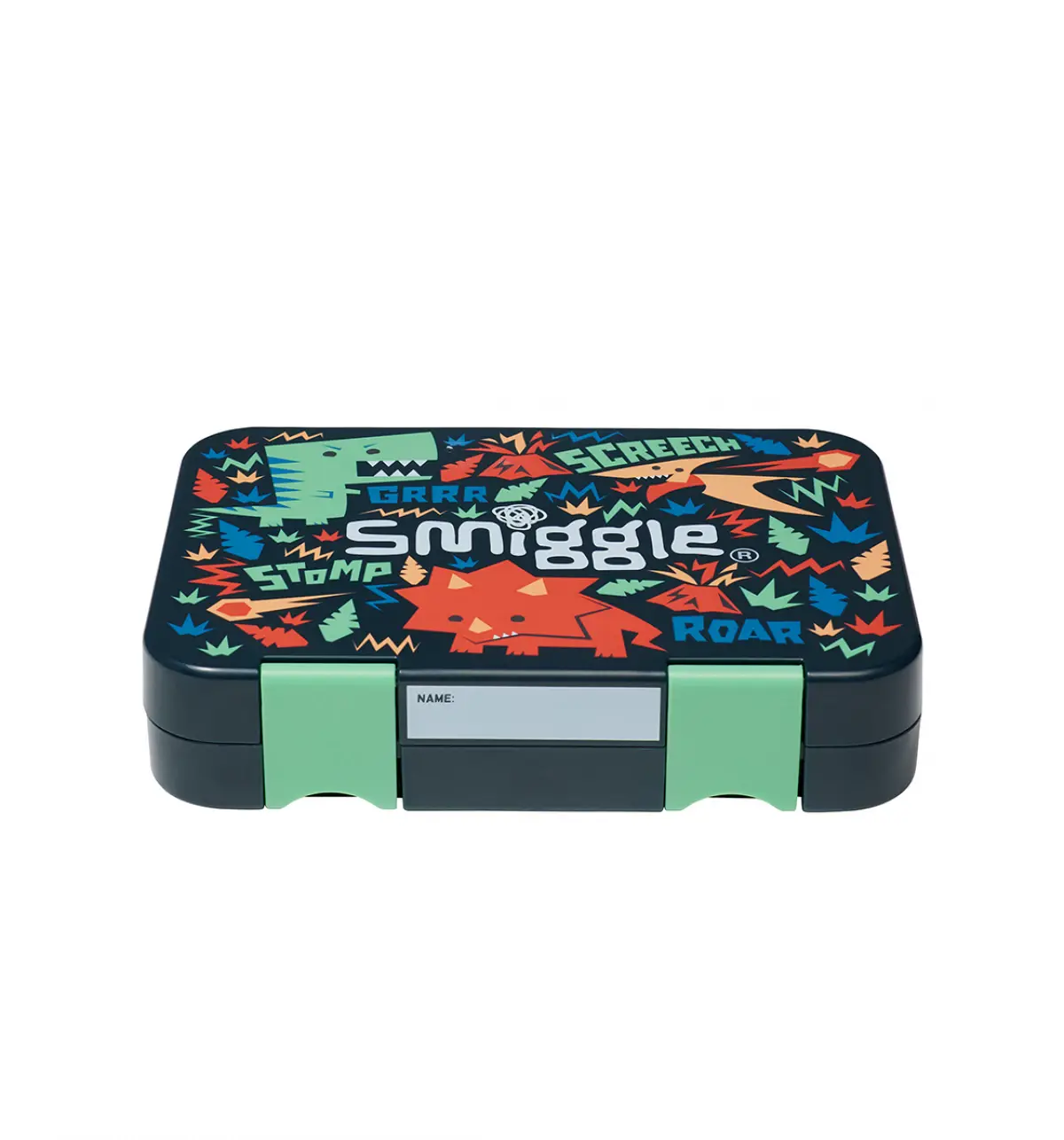 Smiggle Over and Under Medium Happy Bento Lunchbox Grey, 3Y+