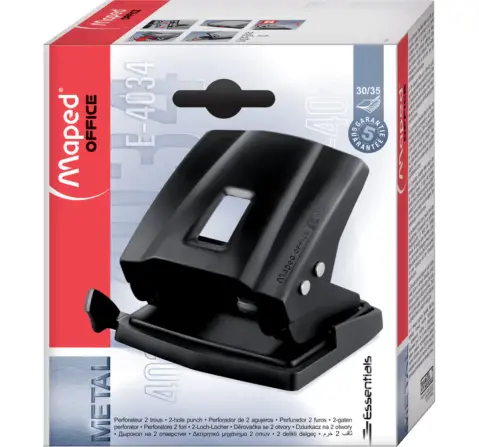Maped Essentials 20/25 Sheets  2 Holes  Punch, 7Y+ (Black)