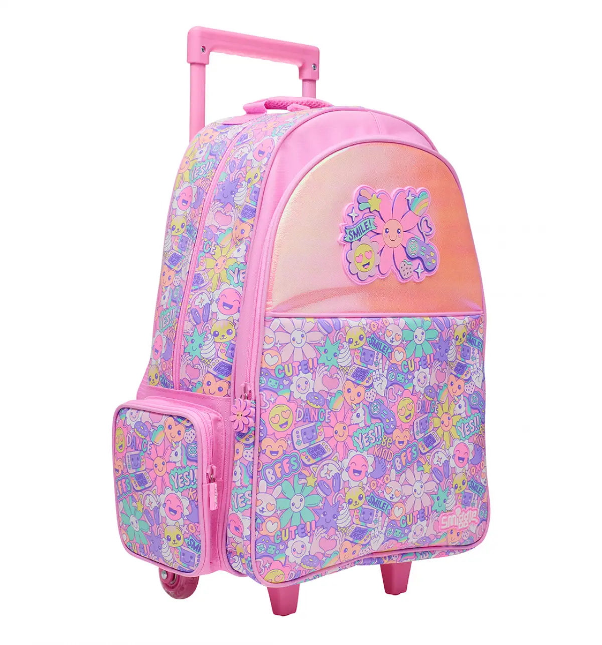 Smiggle Epic Adventures Trolley Backpack With Light Up Wheels
 Pink, 3Y+