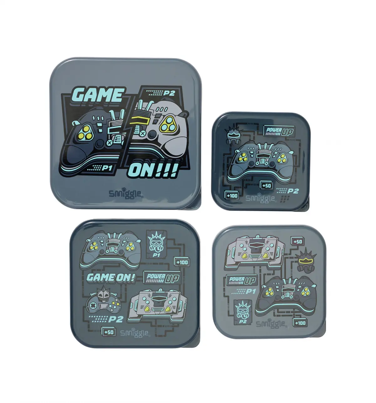 Smiggle Epic Adventures 4 in 1 Nested Containers Grey, 3Y+