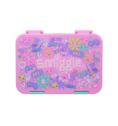Smiggle Epic Adventures Medium Happy Bento Lunchbox Pink, 3Y+