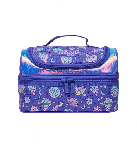 Smiggle Epic Adventures Double Decker Lunchbox Purple, 3Y+