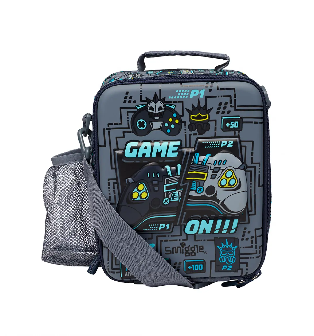 Smiggle Epic Adventures Level Hardtop Lunchbox Grey, 3Y+