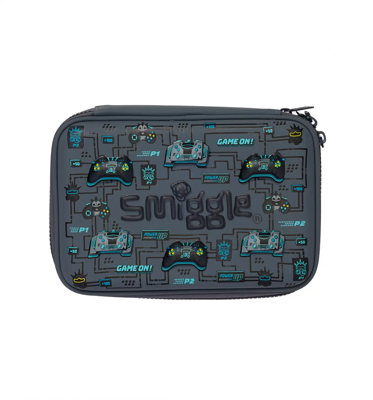 Smiggle Epic Adventures Hardtop Double Up Pencil Case
 Grey, 3Y+