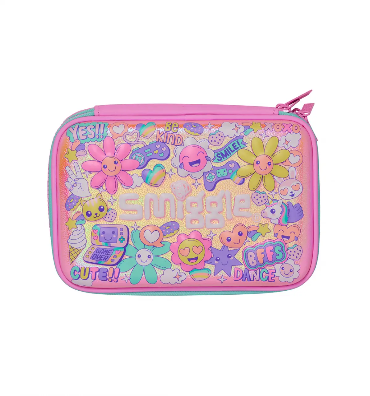 Smiggle Epic Adventures Hardtop Double Up Pencil Case
 Pink, 3Y+