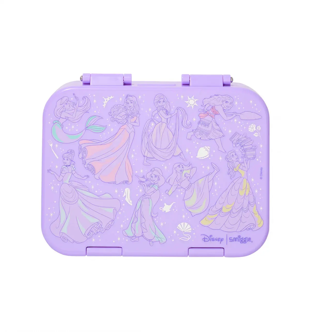 Smiggle Disney Princess Happy Small Bento Lunchbox Lilac, 3Y+