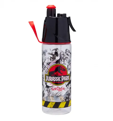 Smiggle Jurassic Park Plastic Spritz Drink Bottle 560ml Black, 3Y+