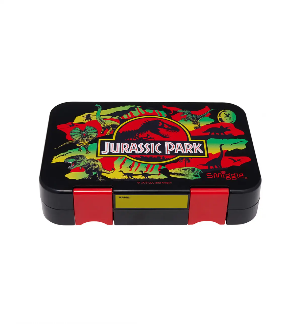 Smiggle Jurassic Park Medium Happy Bento Lunchbox Black, 3Y+