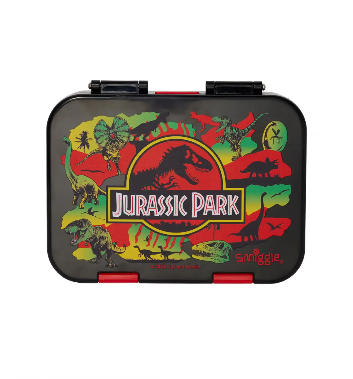 Smiggle Jurassic Park Small Happy Bento Lunchbox Black, 3Y+