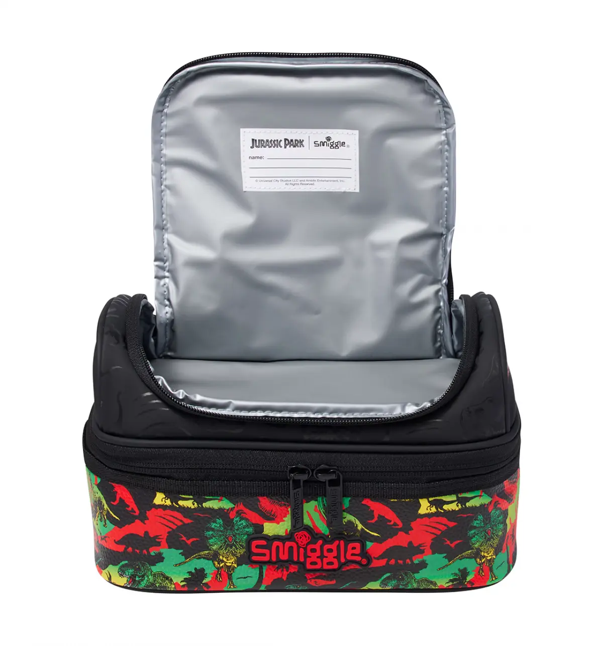 Smiggle Jurassic Park Double Decker Lunchbox Black, 3Y+