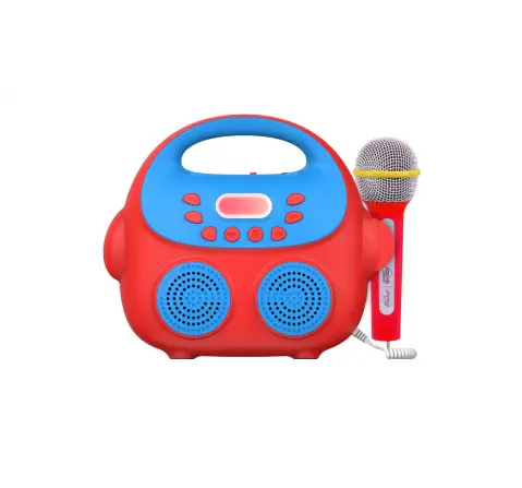 Hamleys SuperBuddy Karaoke Star K1 - Portable Karaoke Music Box with 2 Microphones & Magic Sound modes, Voice Recording, Vocal Suppression (Red), 3Y+