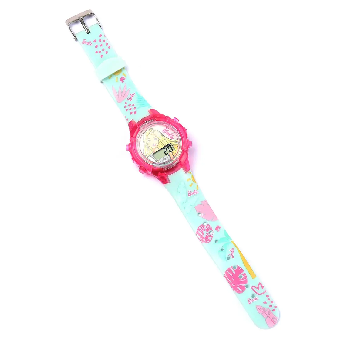 Striders Barbie Kids' Watch With Glitter Design, Digital Display & Adjustable Strap, Multicolour, 3Y+