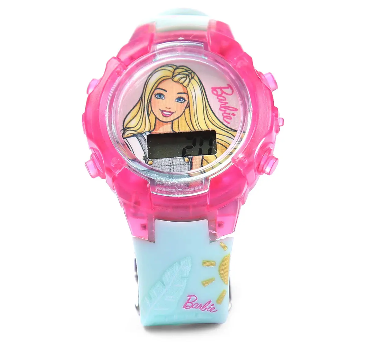 Striders Barbie Kids' Watch With Glitter Design, Digital Display & Adjustable Strap, Multicolour, 3Y+